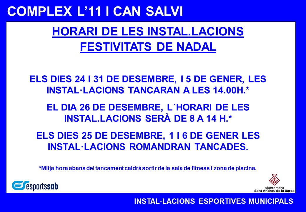 Imatge de la notícia: Horaris festes de Nadal